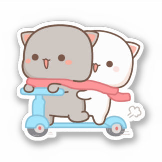 Mochi cat peach and goma sticker