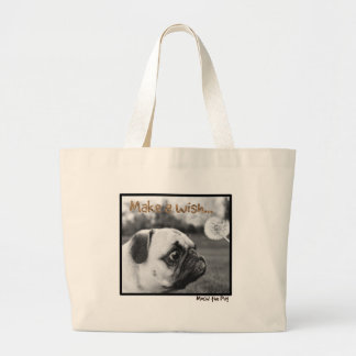 Mochi de Pug maken een wens Grote Tote Bag