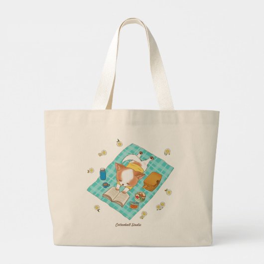 Mochi op een Picnic Kawaii Cute Puppy Design Tas (Achterkant)