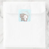 mochi-perzikkat vierkante sticker (Tas)