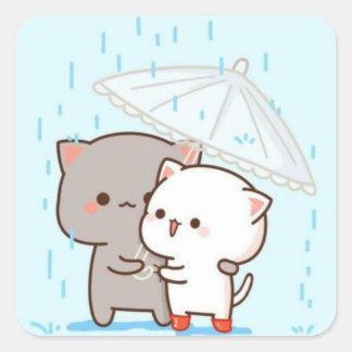 mochi-perzikkat vierkante sticker