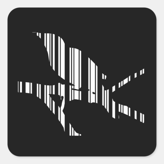 MOCKINGBIRD BAR CODE Bird Barcode Patroon Design Vierkante Sticker (Voorkant)