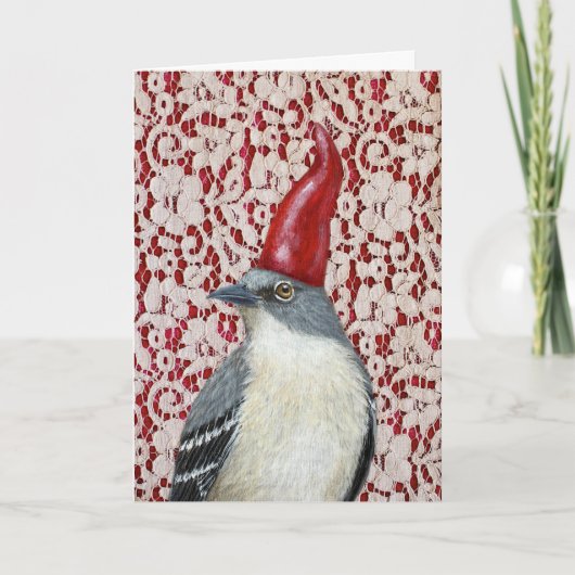Mockingbird gnome op de kerstkaart kaart (Voorkant)