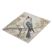 Mockingbird Tegel – Grijze Natuur Illustratie Tegeltje (Zijkant)