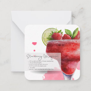 Mocktail Recept Aardbei Daiquiri Party Favor Notitiekaartje