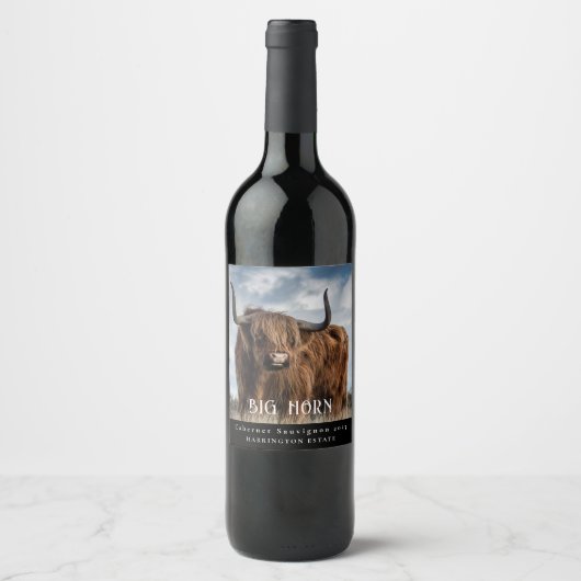 Mockup Big Horn Cattle Custom Wine Étiquettes (Devant)