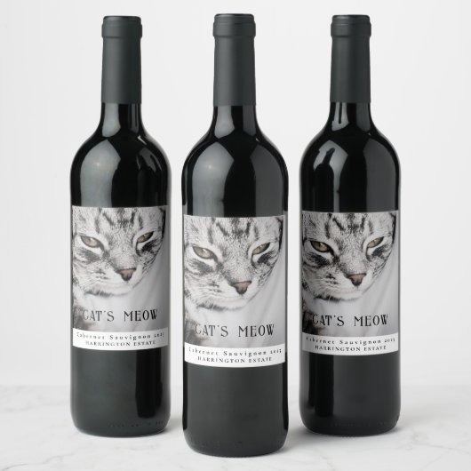 Mockup Cat's Meow Custom Wine Labels Wijn Etiket (Flessen)