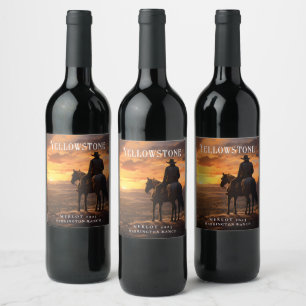 Mockup Cowboy, Paard, Sunset Custom Wijn Labels Wijn Etiket