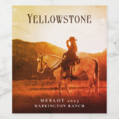 Mockup Cowboy, Paard, Sunset Custom Wijn Labels Wijn Etiket (Enkel label)