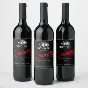 Mockup Dragon Crest Black Custom Wine Étiquettes