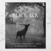 Mockup Forêt d'Elk Noir Étiquettes de vin personna (Étiquettes simples)