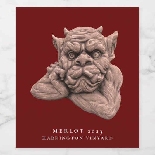 Mockup Gotische Sculptuur Aangepaste Wijn Labels Wijn Etiket (Enkel label)