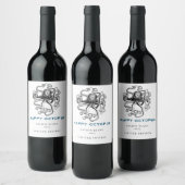 Mockup Happy Octopus Fun Custom Wine Labels Wijn Etiket (Flessen)