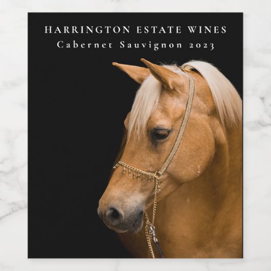Mockup Horse Equine Western Eigen waslabels Wijn Etiket (Enkel label)