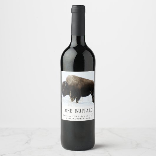 Mockup Lone Buffalo West Custom Wine Labels Wijn Etiket (Voorkant)