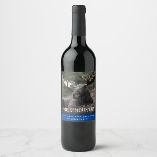Mockup Moose Mountain Étiquettes de vin personnali (Devant)