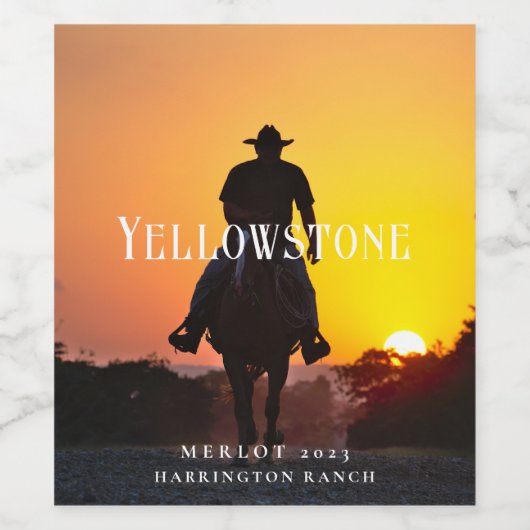 Mockup oude Westerne Cowboy aangepaste wijnlabels Wijn Etiket (Enkel label)