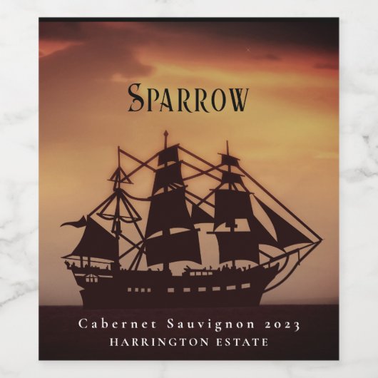Mockup Pirate Ship Custom Wine Labels Wijn Etiket (Enkel label)