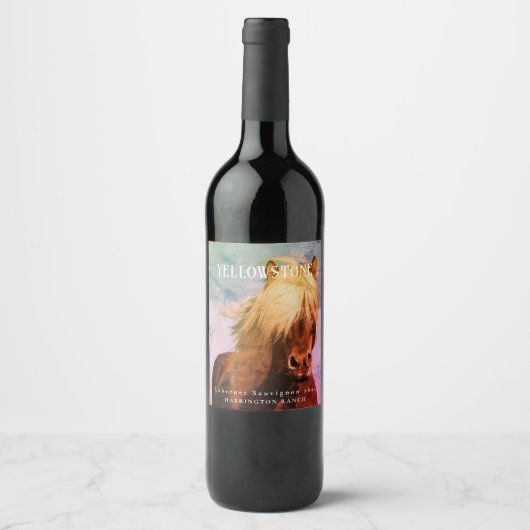 Mockup Ranch Rustic Horse Étiquettes de vin person (Devant)