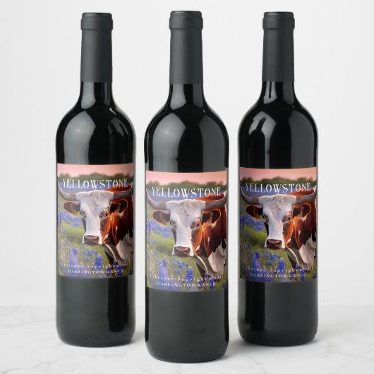 Mockup Ranch Rustic Longhorn Étiquettes de vin per (Bouteilles)