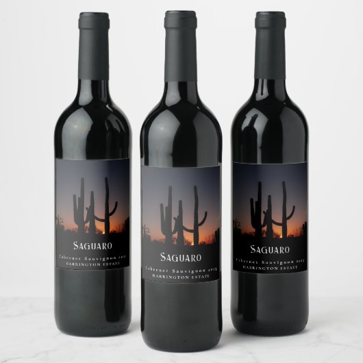 Mockup Saguaro Cactus Custom Wine Labs Wijn Etiket (Flessen)