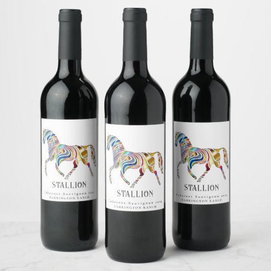 Mockup Stallion Cheval Art Custom Vin Étiquettes (Bouteilles)