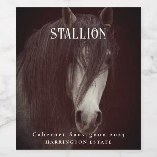 Mockup Stallion Horse Custom Wine Labels Wijn Etiket (Enkel label)