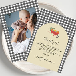 MoCountry Rustic Gray Gingham Baby Shower Bedankkaart