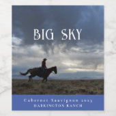 Mocup Big Sky Western Étiquettes de vin personnali (Étiquettes simples)