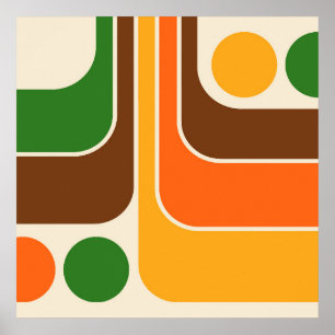 Mod 1970s Retro geometrisch ontwerp Poster