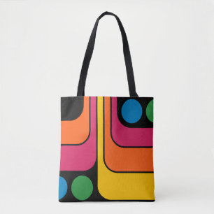 Mod 1970s Retro Stijl Geometrisch Ontwerp Draagtas