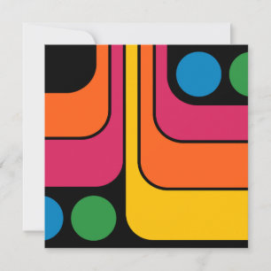 Mod 1970s Retro Stijl Geometrisch Ontwerp Kaart