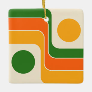 Mod 1970s Retro Stijl Geometrisch Ontwerp Keramisch Ornament