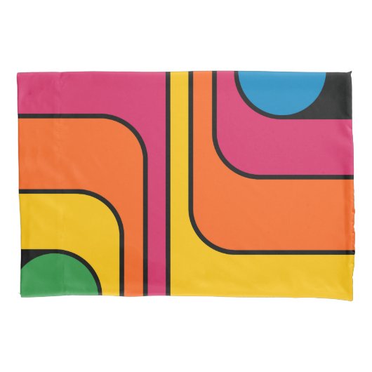 Mod 1970s Retro Stijl Geometrisch Ontwerp Kussensloop (Voorkant-Links)