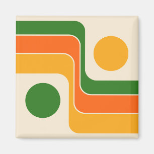Mod 1970s Retro Stijl Geometrisch Ontwerp Magneet
