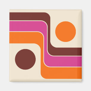 Mod 1970s Retro Stijl Geometrisch Ontwerp Magneet