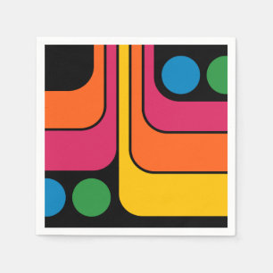 Mod 1970s Retro Stijl Geometrisch Ontwerp Servet