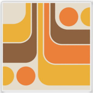 Mod 1970s Retro Stijl Geometrisch Ontwerp Sticker