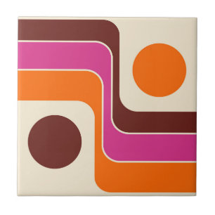 Mod 1970s Retro Stijl Geometrisch Ontwerp Tegeltje