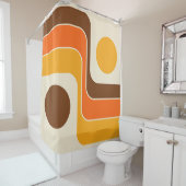Mod 1970s Retro Style Geometrisch ontwerp Douchegordijn (In situ)