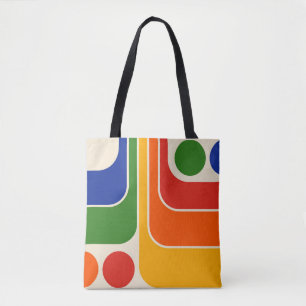 Mod 1970s Retro Style Geometrisch ontwerp Draagtas
