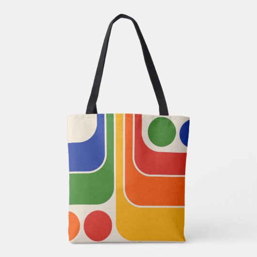 Mod 1970s Retro Style Geometrisch ontwerp Draagtas (Achterkant)