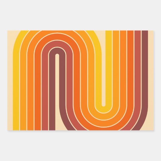 Mod 1970s Retro Style Geometrisch ontwerp Inpakpapier Vel (Voorkant 3)