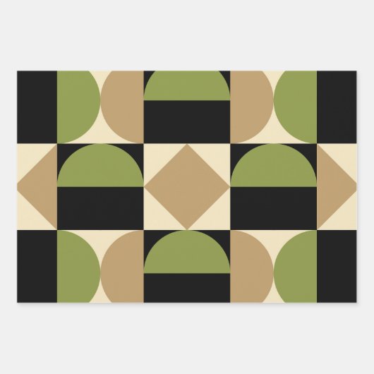 Mod 1970s Retro Style Geometrisch ontwerp Inpakpapier Vel (Voorkant 2)