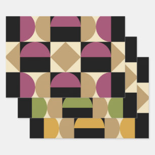 Mod 1970s Retro Style Geometrisch ontwerp Inpakpapier Vel
