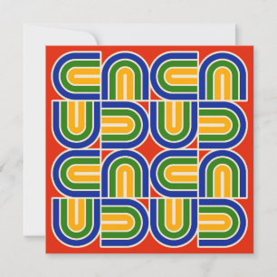 Mod 1970s Retro Style Geometrisch ontwerp Kaart