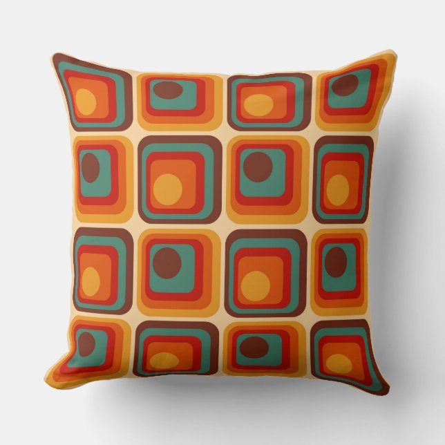 Mod 1970s Retro Style Geometrisch ontwerp Kussen (Voorkant)