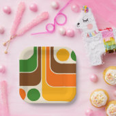 Mod 1970s Retro Style Geometrisch ontwerp Papieren Bordje (Feest)