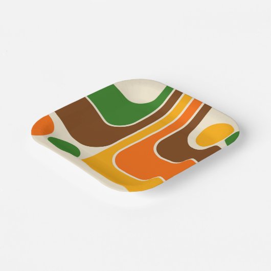 Mod 1970s Retro Style Geometrisch ontwerp Papieren Bordje (Gebogen)