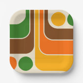 Mod 1970s Retro Style Geometrisch ontwerp Papieren Bordje (Voorkant)